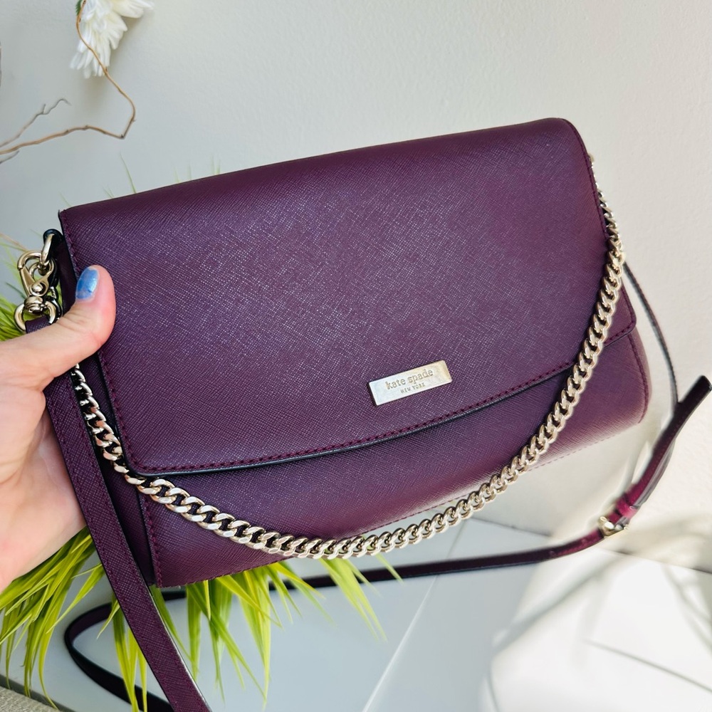 Kate Spade| Burgundy Crossbody Bag with Chain